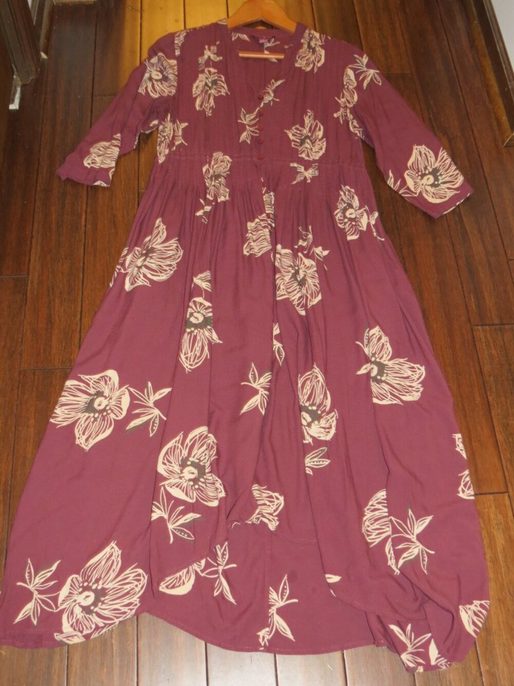 April Cornell Size Small Sleeve Button Front Dress Cottagecore Boho Country
